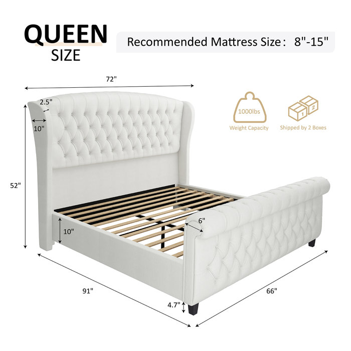 Willa Arlo Interiors Dulane Velvet Upholstered Sleigh Bed with Scroll